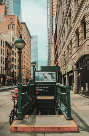 subway station entrance to Bronx, New York