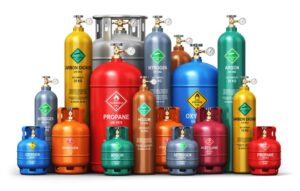 Flammable canisters of gasses such as propane, argon, oxygen, helium, nitrogen, and carbon dioxide that are not approved for self storage units