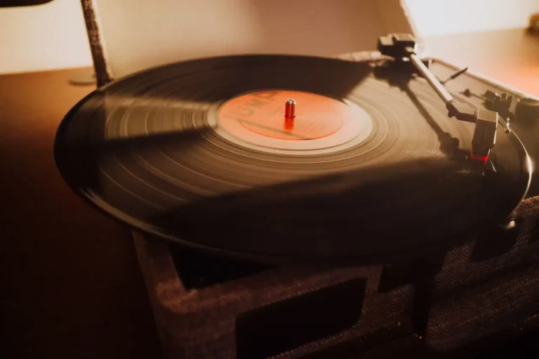 Clean vinyl record playing on a turntable in a well-maintained collection.
